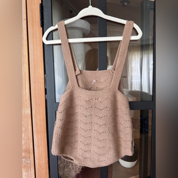 Zara Kids crochet knit romper bubble overalls onesie baby boy girl beige unisex - Picture 5 of 6